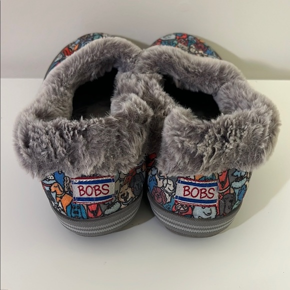 BOBS Colorful Dog Print Slippers with Faux Fur Lining, Womens 8 - Picture 2 of 5